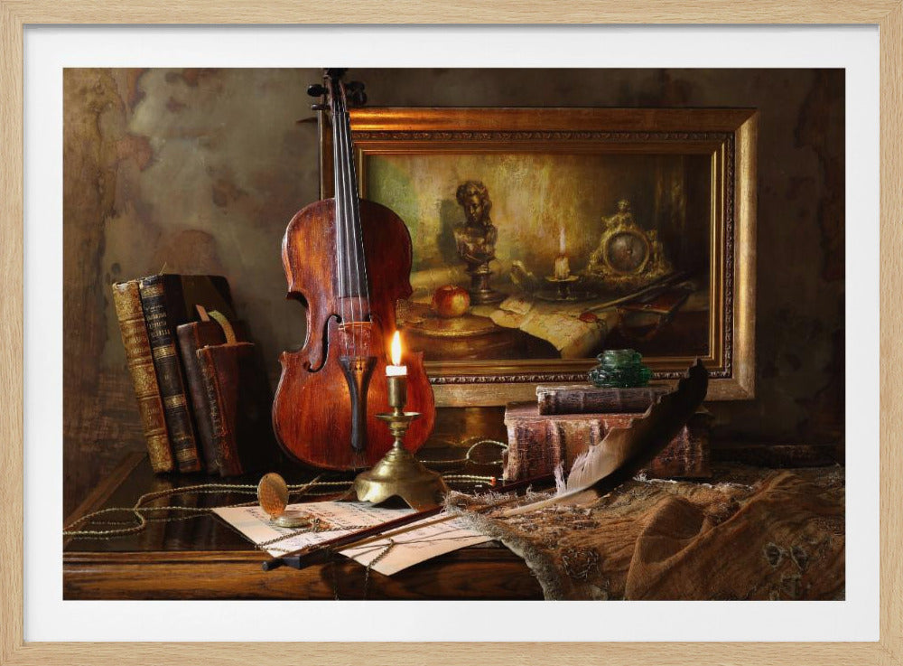 Still life with violin and painting | Poster