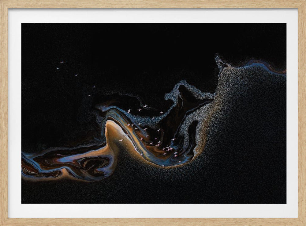 Flamingo over lake | Poster