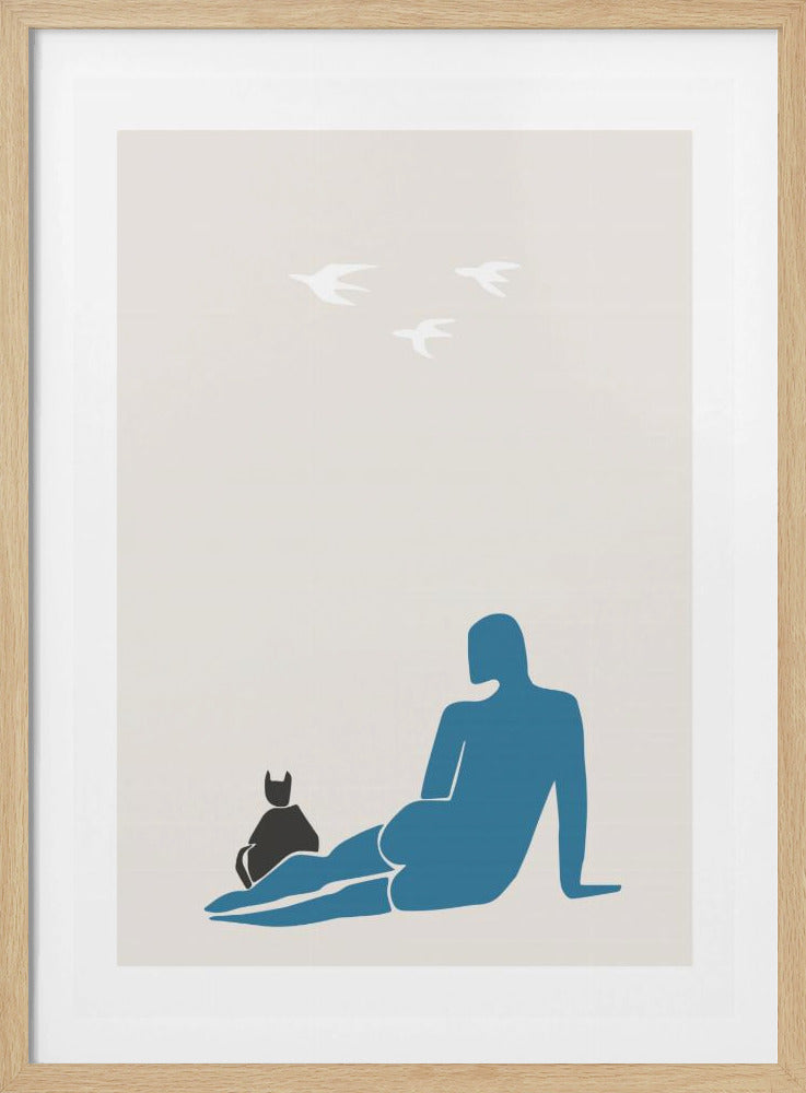 Woman and Cat | Poster