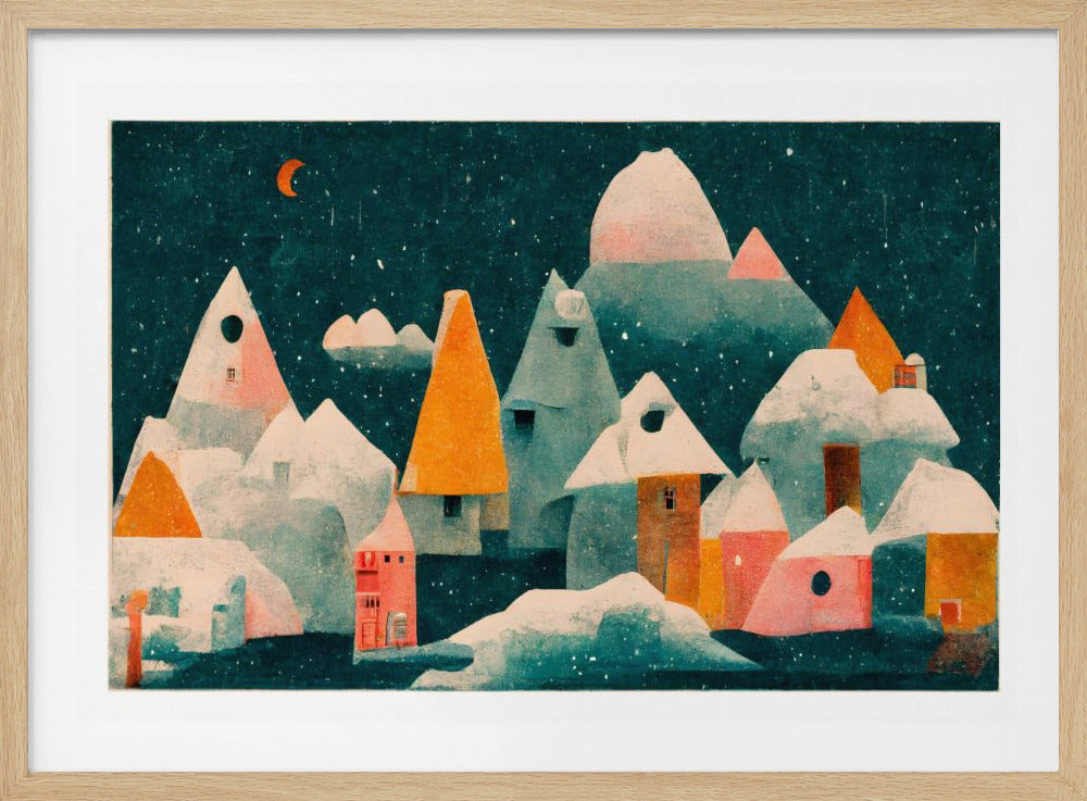 Winter Night Village | Poster