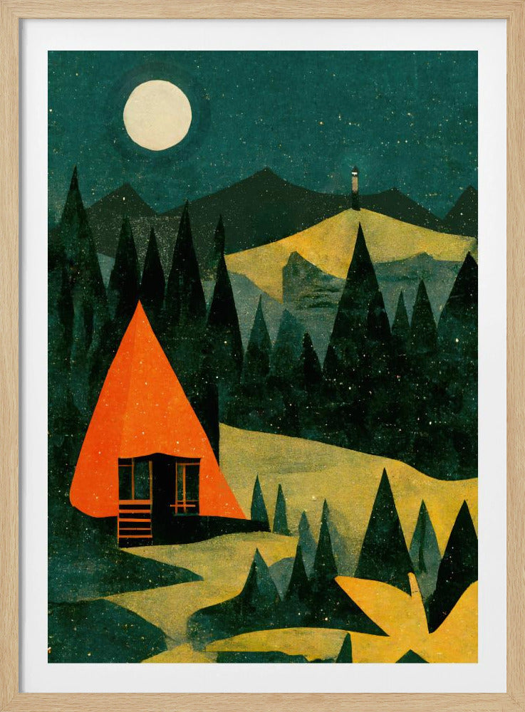 Moonlit Cabin Dream | Poster