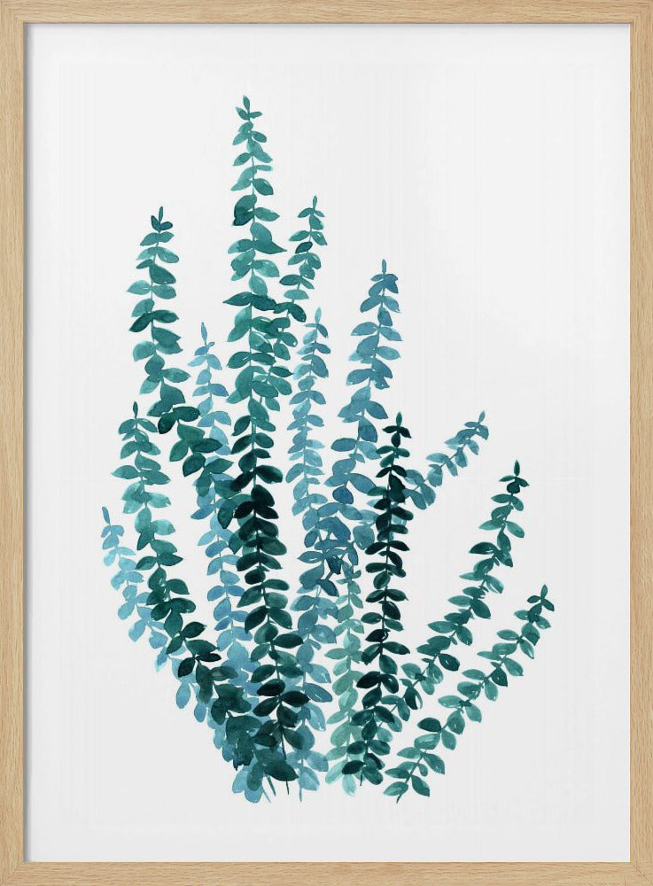 Watercolor eucalyptus branch in teal | Poster