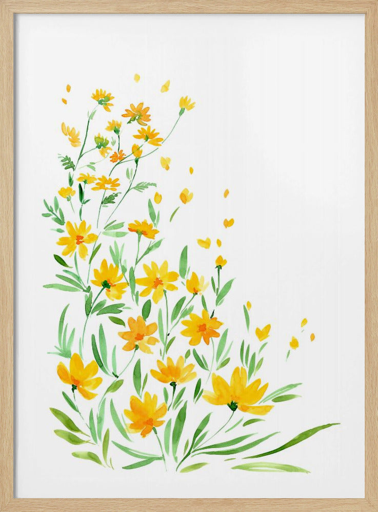 Yellow watercolor wildflowers | Poster