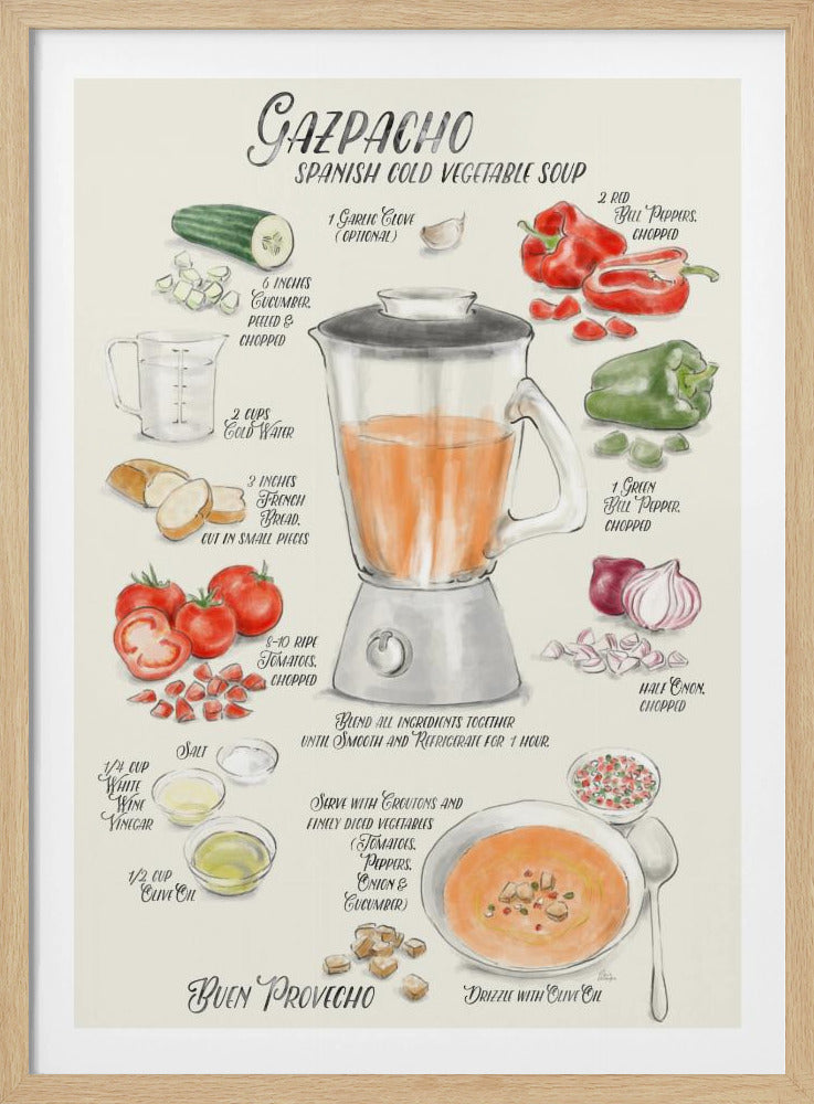 Gazpacho illustrated recipe in English | Poster