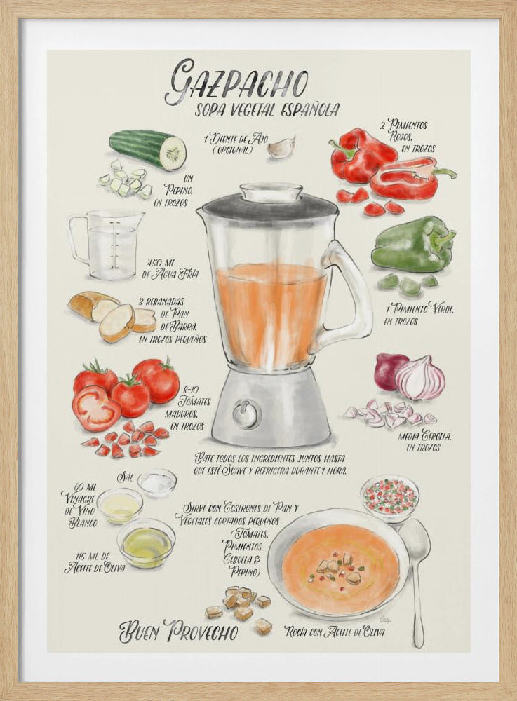 Gazpacho illustrated recipe in Spanish | Poster