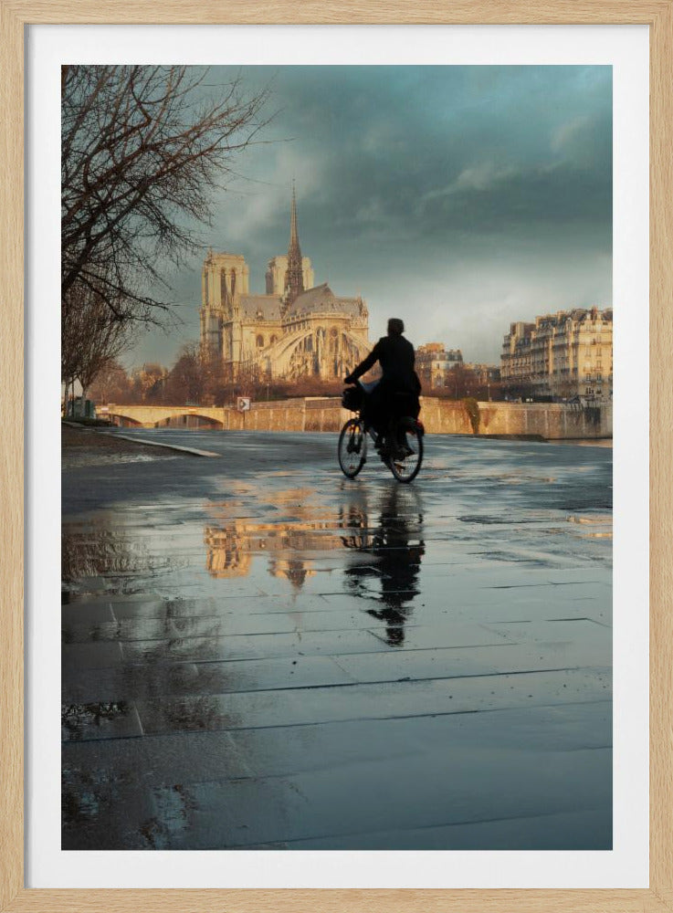 Notre Dame and cyclist | Poster