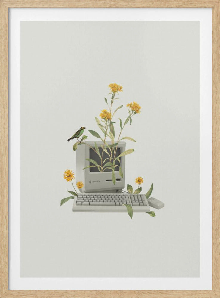 Floral vintage computer | Poster