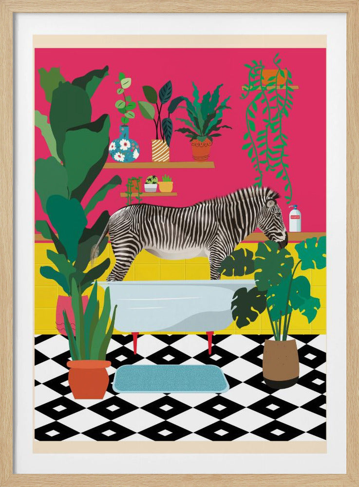 Zebra Bathtime | Poster