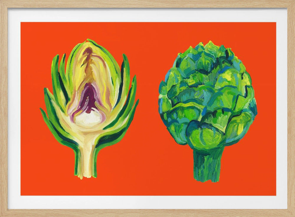 Artichokes On Orange | Poster