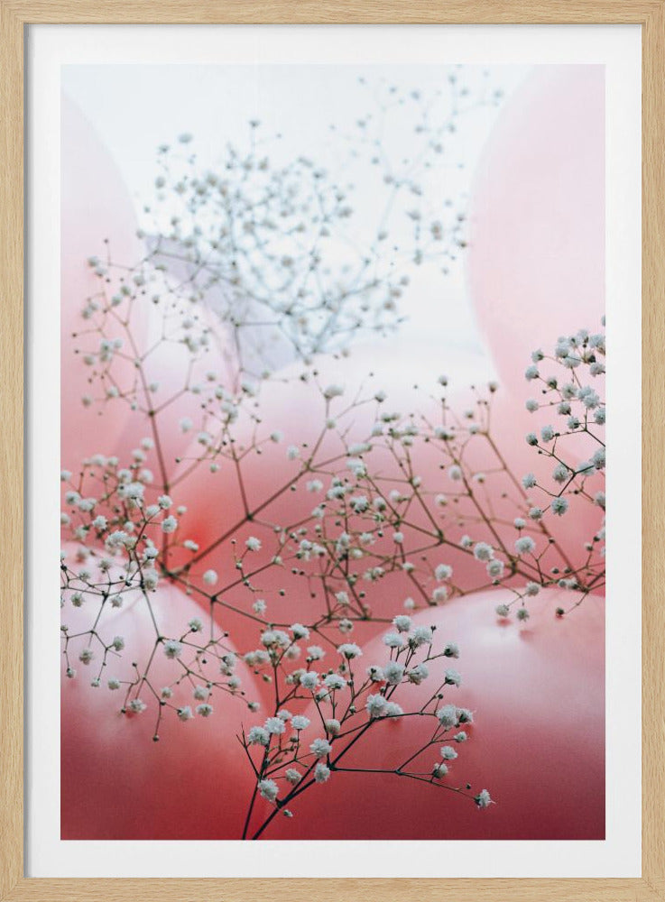 Delicate Blooms and Pink Balloons | Poster