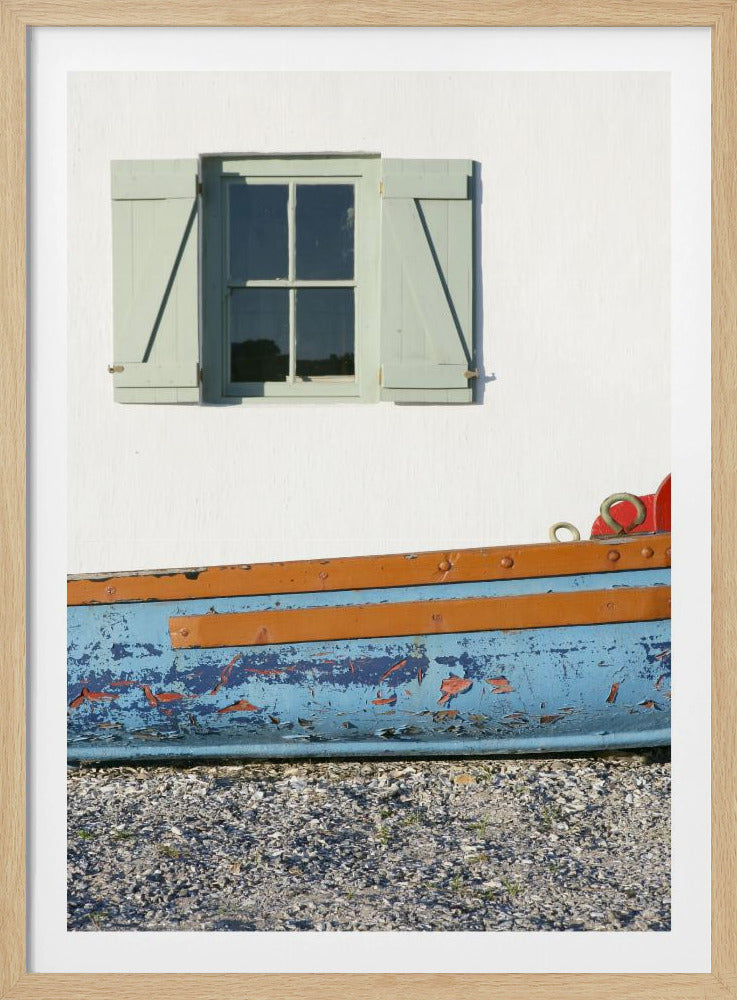 Pastel Hued Window With Shutters | Poster