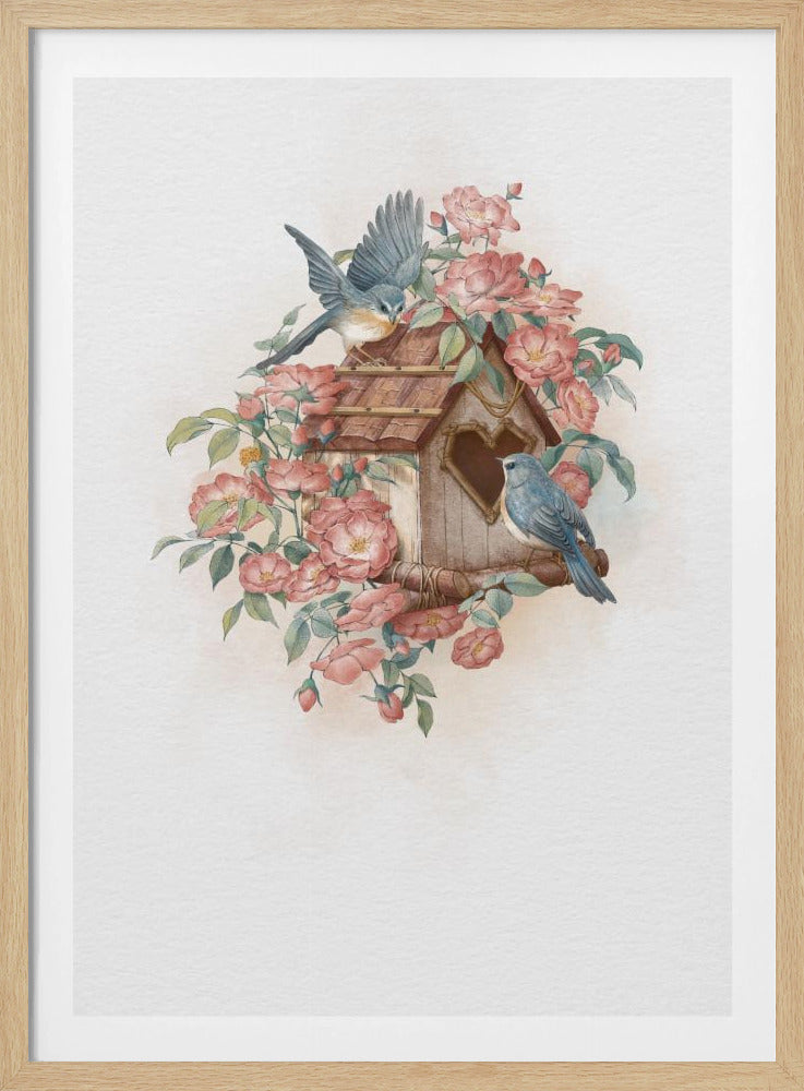 Bird House and rose | Poster