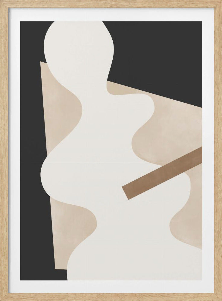 Beige Graphic Curves Art | Poster