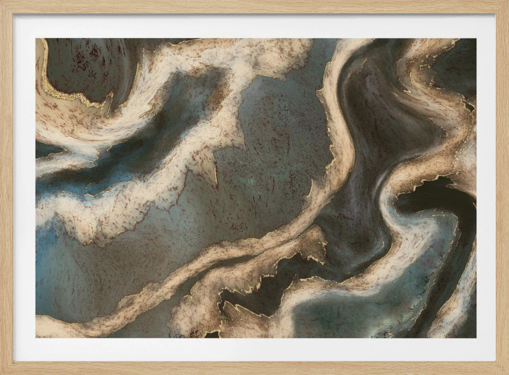Alcohol Ink Green Blue Gold Beige | Poster