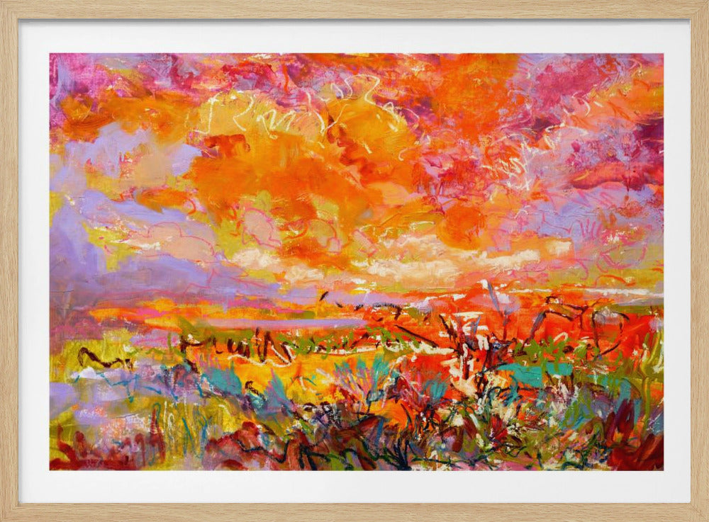 Fiery Sunset Fields | Poster