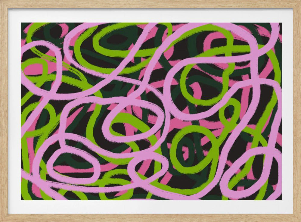 Intertwining Pink And Green Lines | Poster