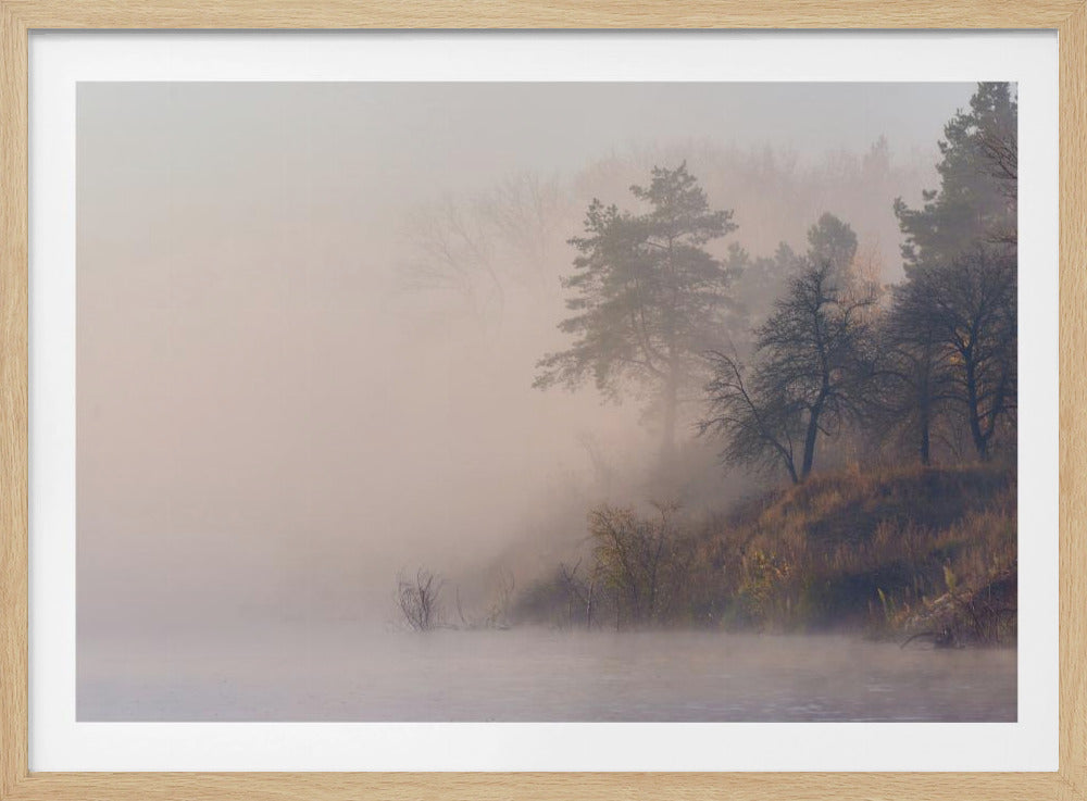 Foggy autumn morning on the river | Poster