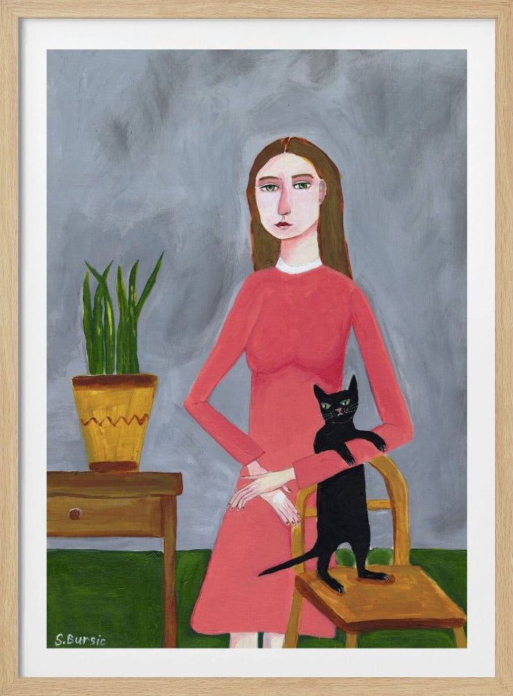 Cat Lady with Black Cat | Poster