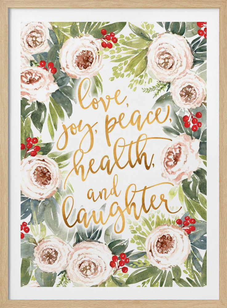 Holiday wishes with roses and berries | Poster