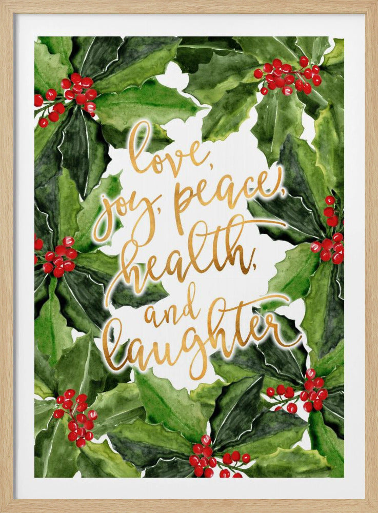 Holly floral art with holiday wishes | Poster