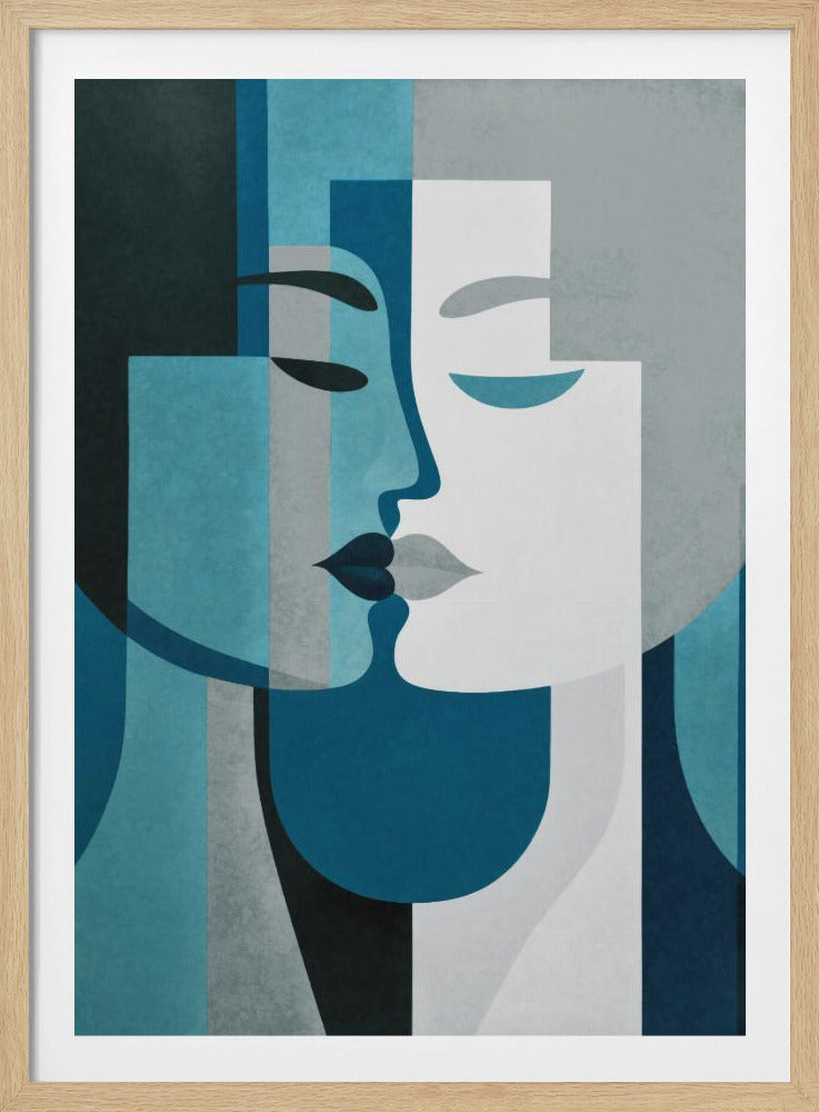 Kiss Me Teal Grey | Poster