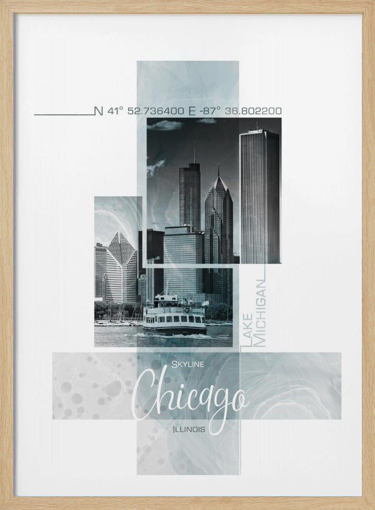 Poster Art CHICAGO Skyline | turquoise marble | Poster