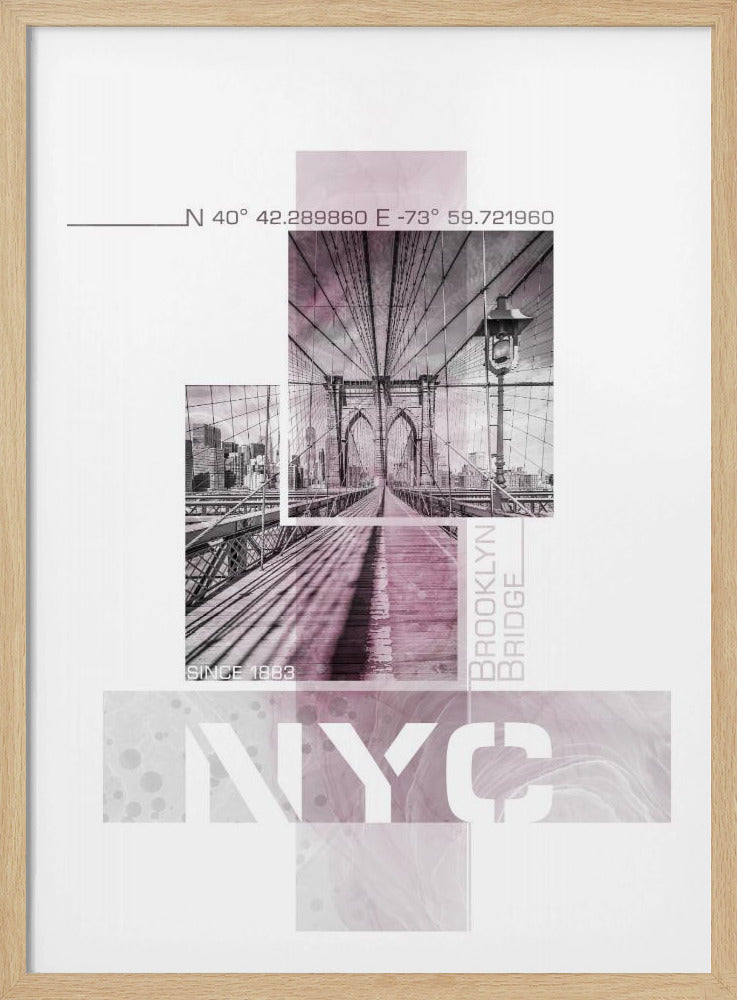 Poster Art NYC Brooklyn Bridge | pink marble | Poster