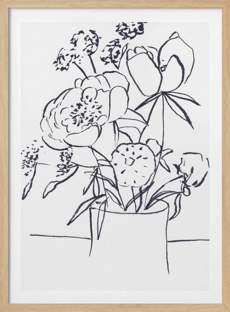 Black and White Floral Large | Poster