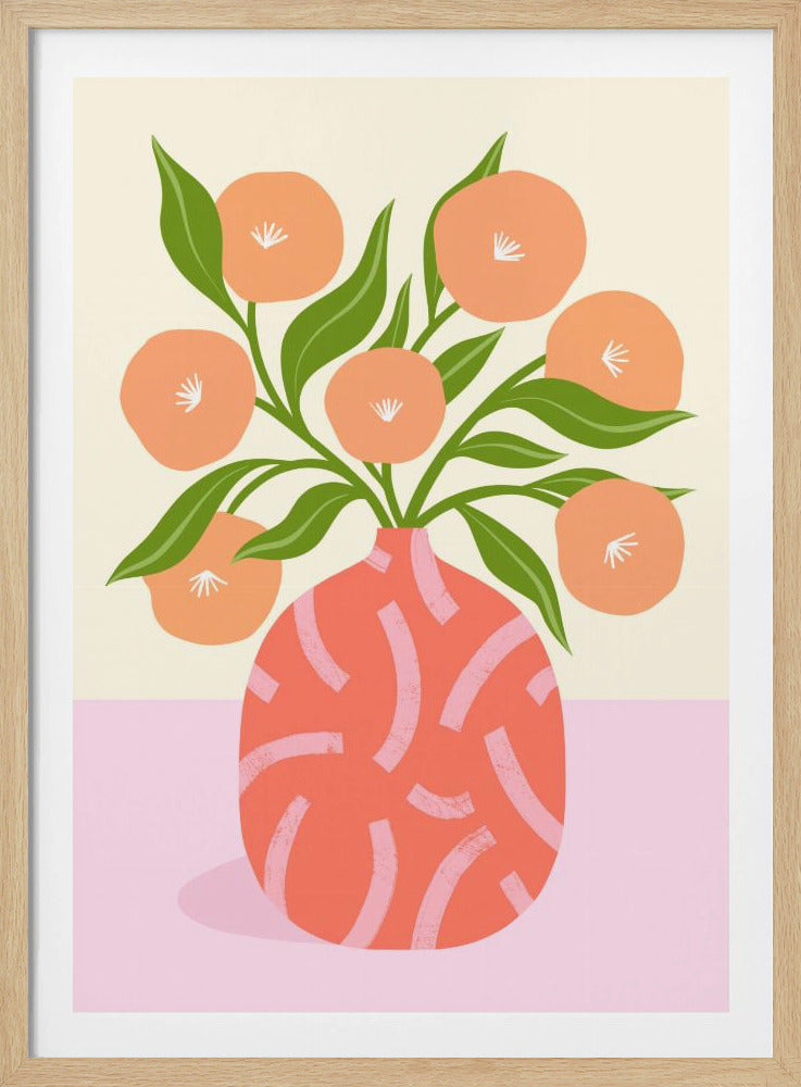 Flowers in Coral Vase | Poster