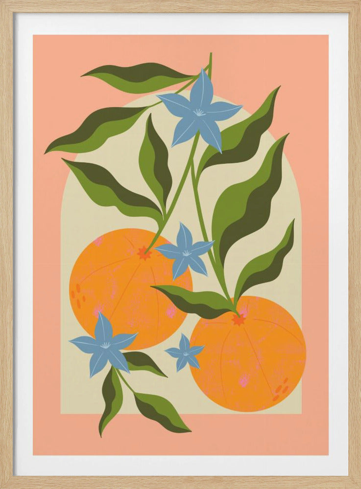 Orange Branch with Flowers | Poster