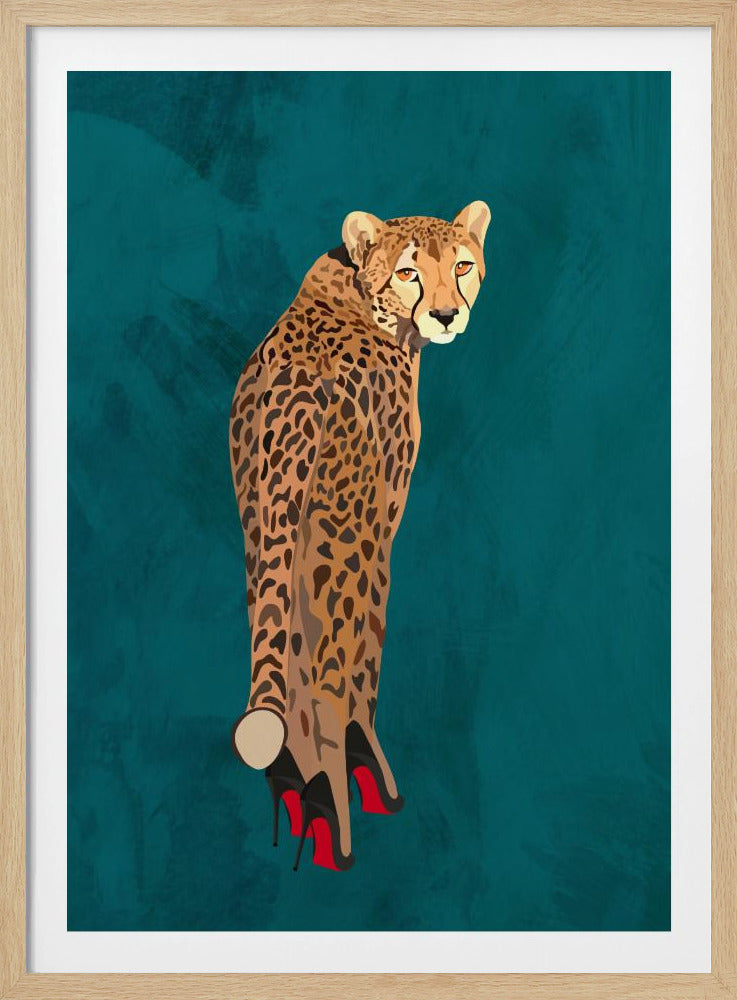 Turquoise cheetah in heels | Poster