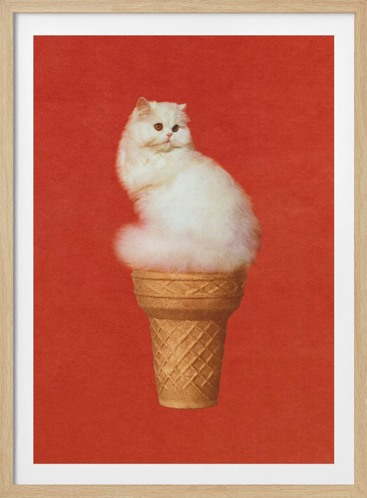 Cat Ice Cream Red | Poster