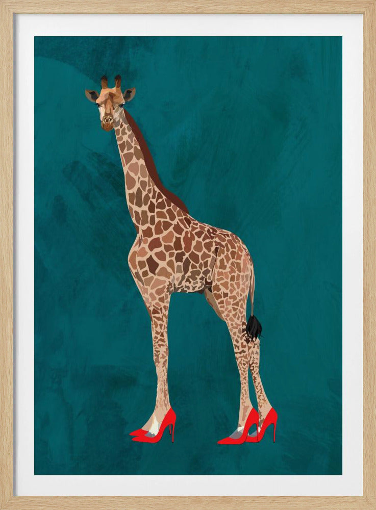 Giraffe turquouise heels | Poster