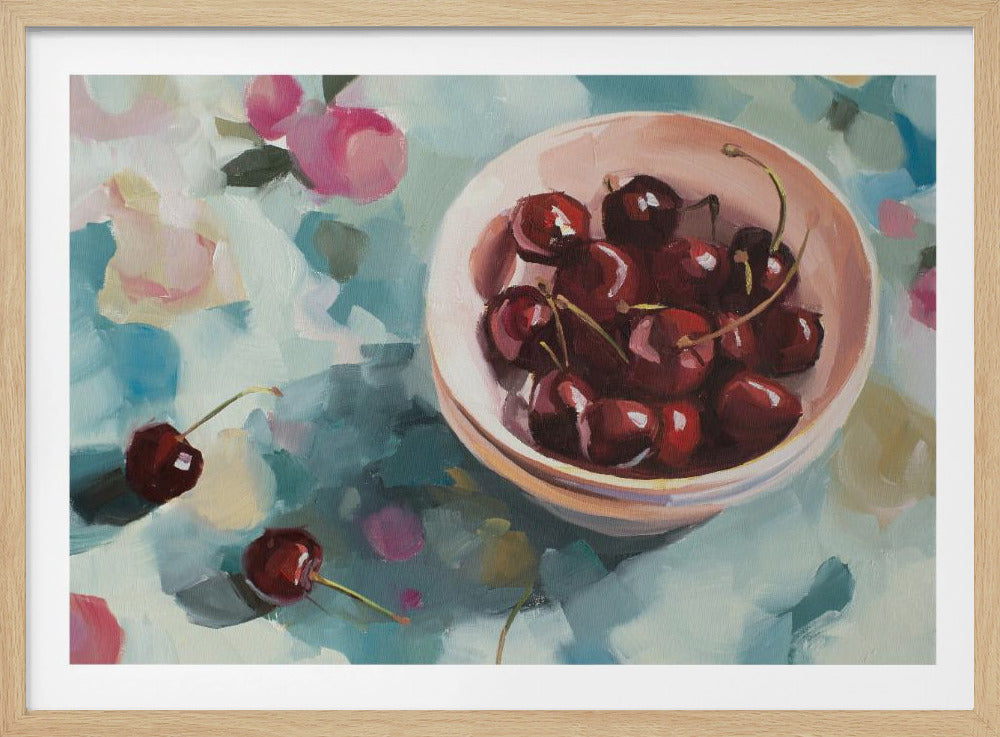 Cherries On Tablecloth | Poster