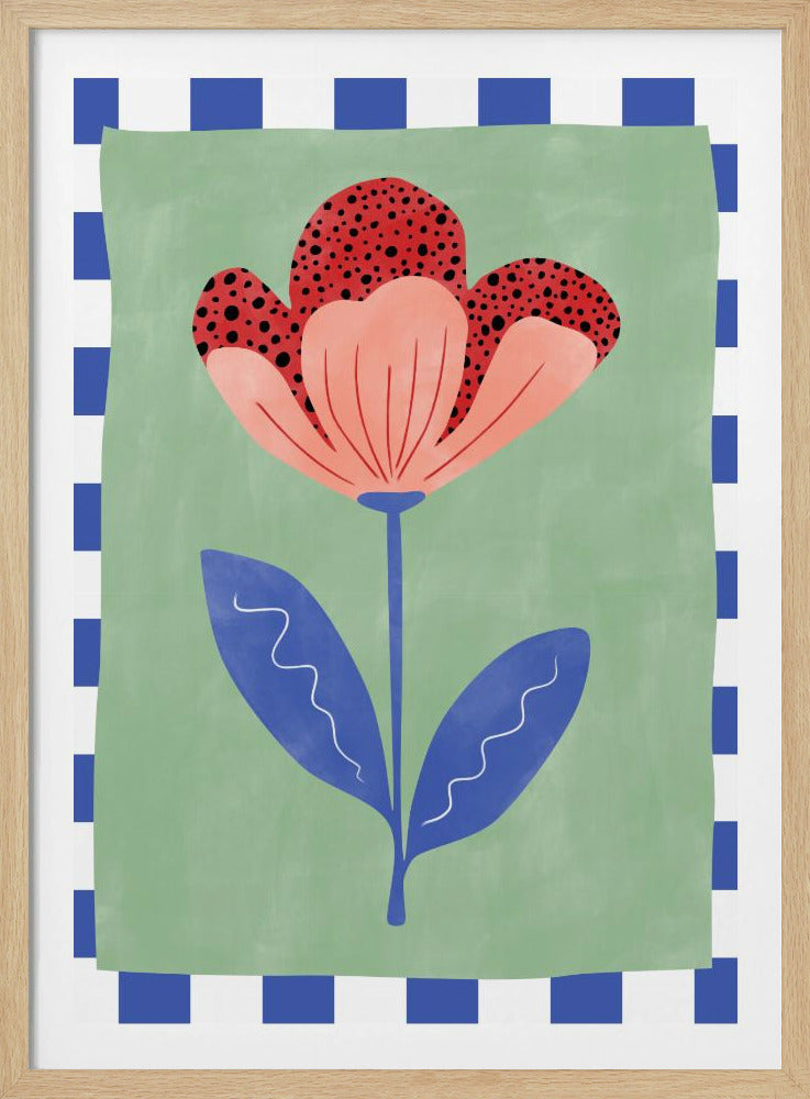 Stylized Flower With Red Petals And Black Dots | Poster