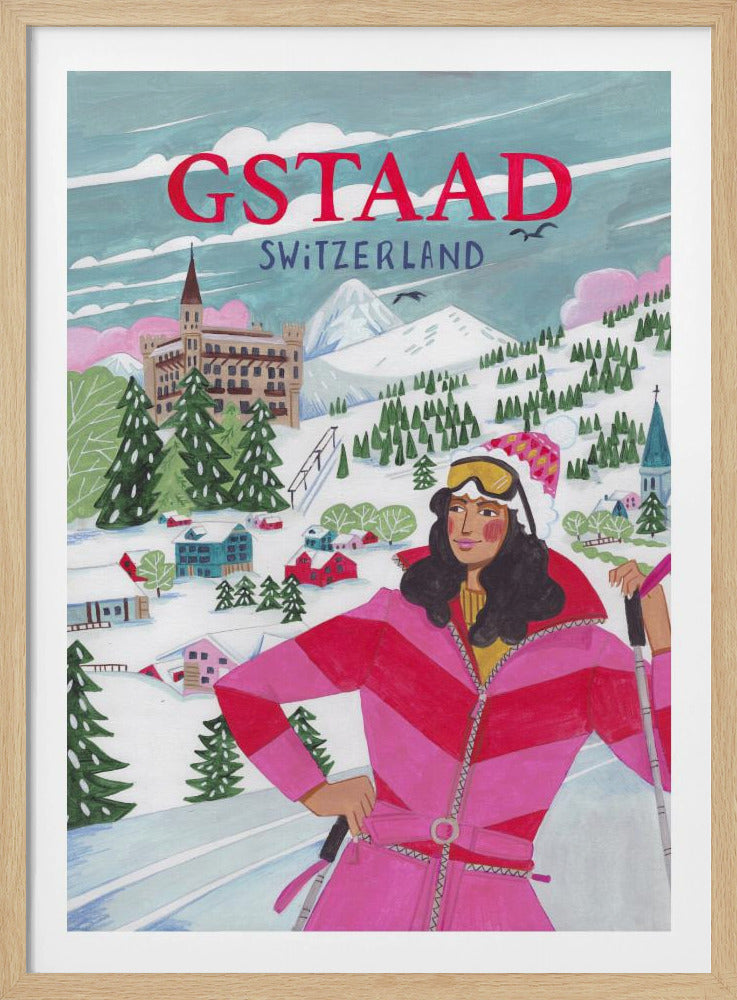 Travel Poster Woman in Gstaad, Switzerland | Poster