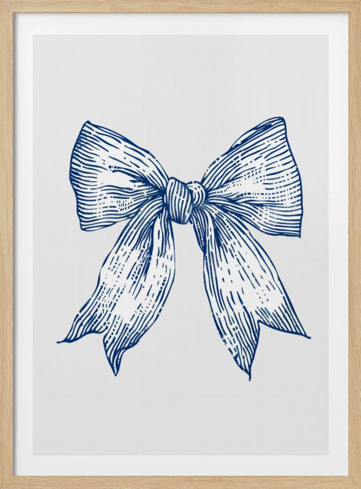 Dark Blue Coastal Striped Bow | Poster