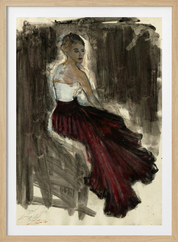 A Woman in a Red Flowing Skirt | Poster