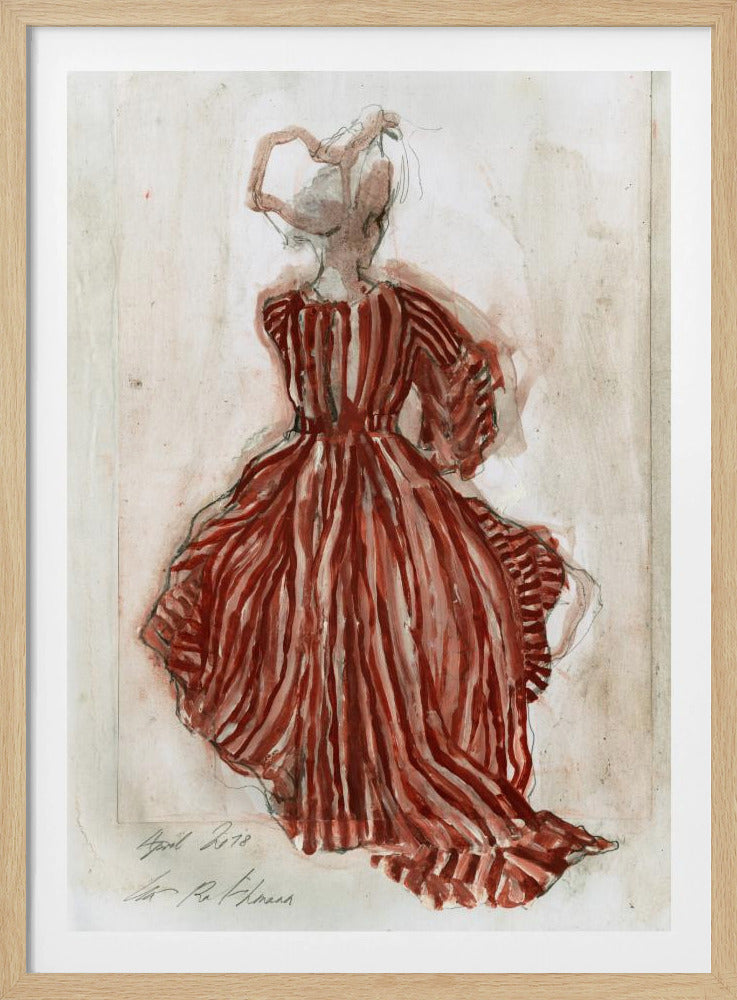 Woman In A Red Striped Dress | Poster