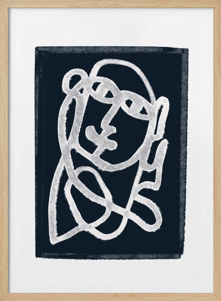 Navy Abstract Line Drawing | Poster