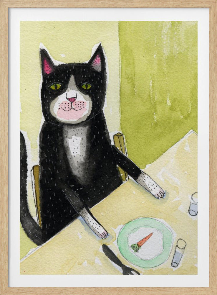 Cat having dinner | Poster