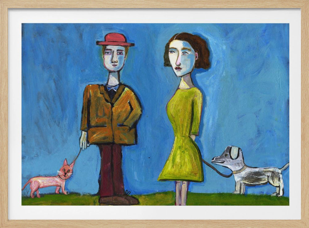 People walking cat and dog | Poster
