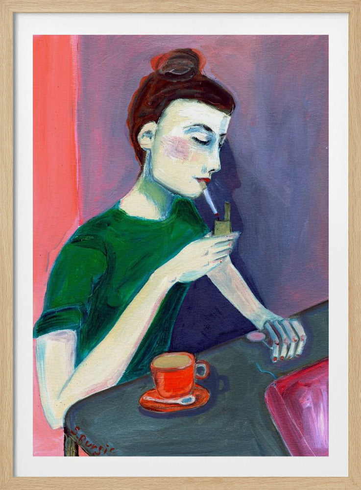 Lady lighting cigarette | Poster