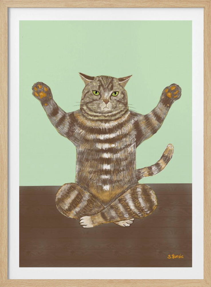 Yoga Cat Light Green Background | Poster