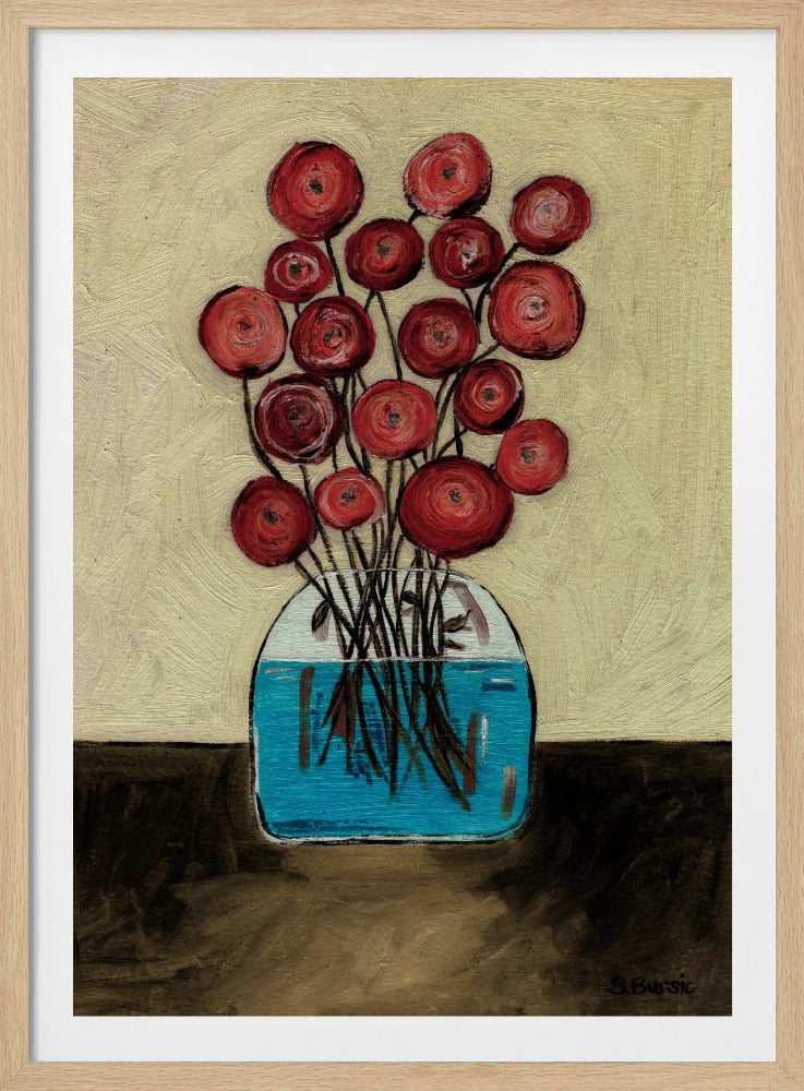 Poppies in Vase Tan | Poster