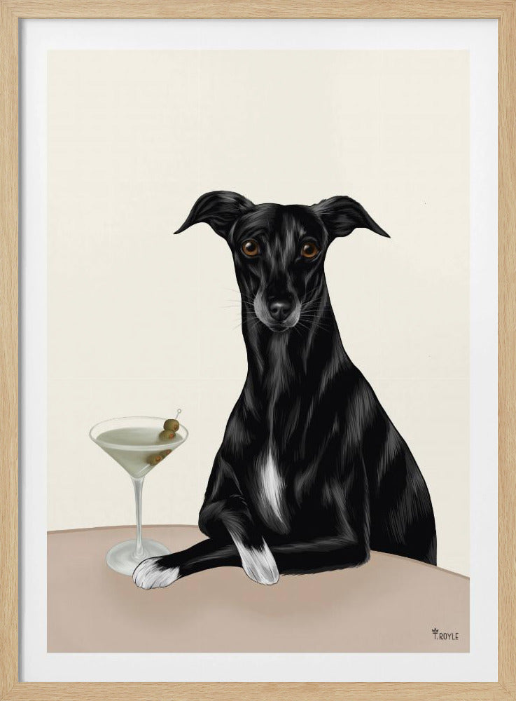 Classy Greyhound with Martini | Poster