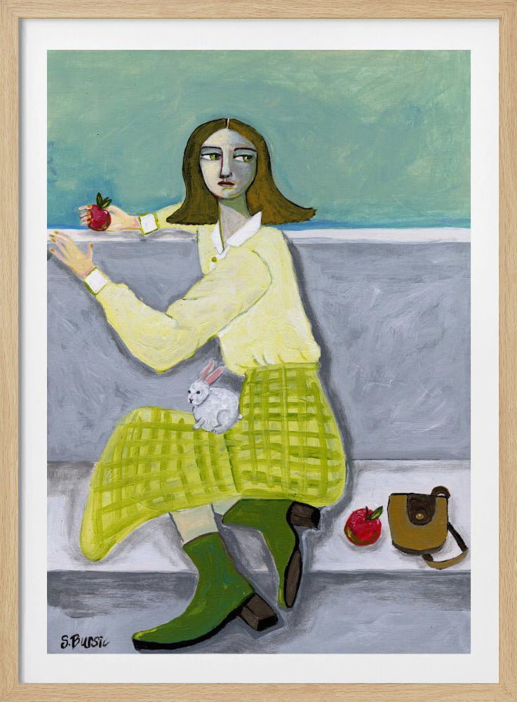 Lady and the Rabbit with apple | Poster