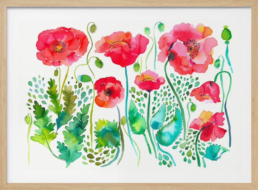 Red Spring Poppies Meadow | Poster