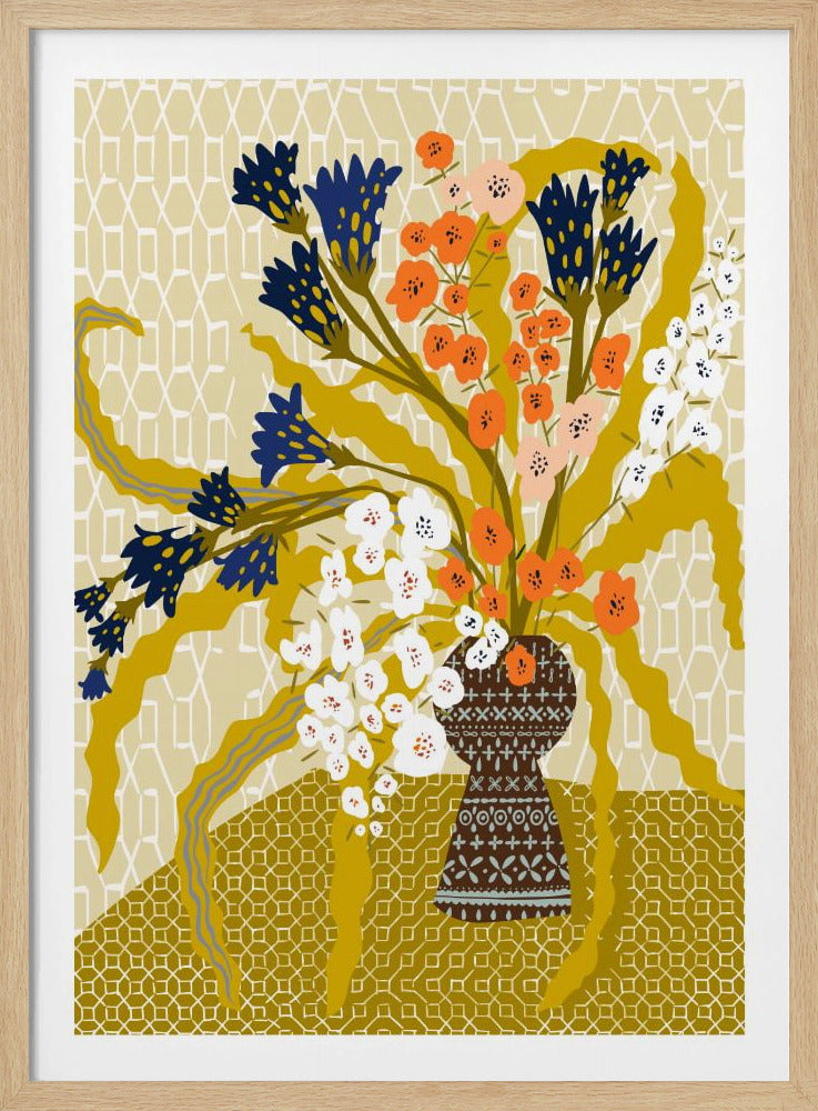Floral Contemporary Still Life Mustard Yellow | Poster