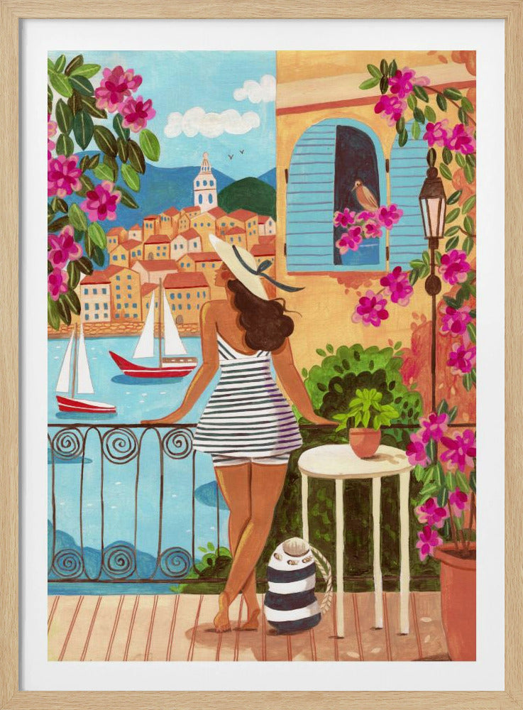 Travel poster woman in Saint-Tropez, France | Poster